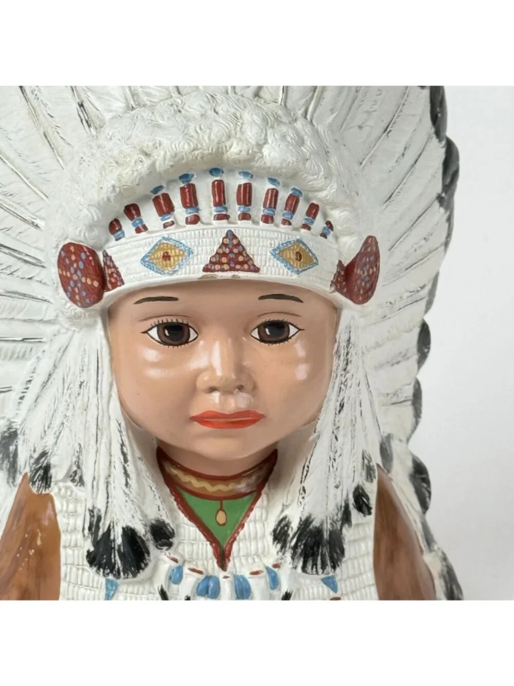 Vintage 1984 Byron Mold Native American Child Bust Headdress Sculpture
